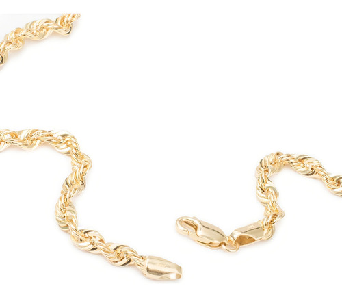 Cadena Collar Torsal 4mm Unisex 60cm Oro Italiano Hueco 10k Color Dorado