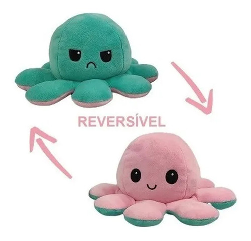 Imagem 8 de 8 de Polvo Polvinho Tiktok Humor Bravo Feliz Reversível Pelúcia