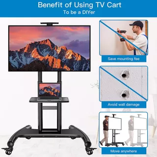 Rolling/mobile Tv Cart With Wheels For 32-75 Inch Lcd Led 4k