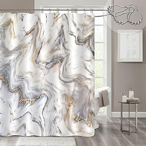 Cortinas De Baño Cortina De Ducha De Mármol Gris Y Dorado