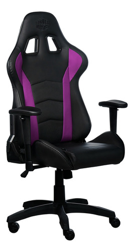 Imagen 2 de 2 de Silla de escritorio Cooler Master Caliber R1 gamer ergonómica púrpura y negra con tapizado de cuero sintético