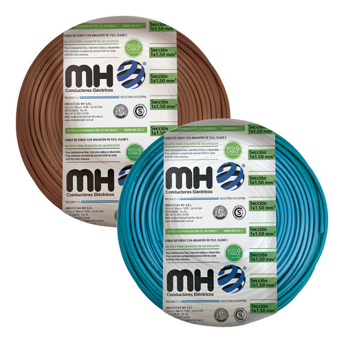 Cable Unipolar 1.5 Mm Pack X 2 Rollos De 100 Mt Mh