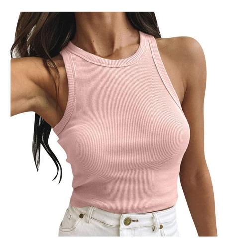 / Blusa Feminina Com Decote Ombre E Blusa Sem Mangas