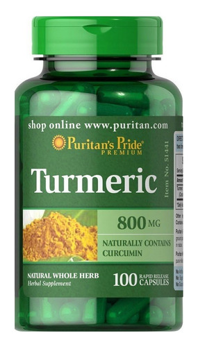 Suplemento Puritan's Pride Turmeric Curcumin Cúrcuma 100 Cap