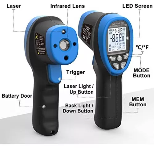 Termometro Pirometro Laser Industrial Infrarrojo 800 Grados