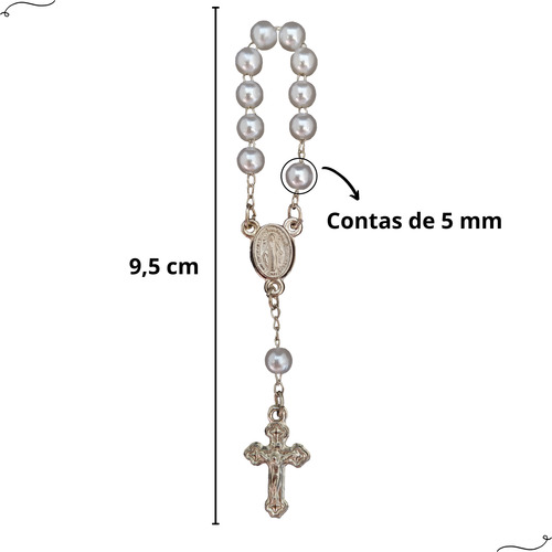 30 Mini Terço Branco Tercinho Dezena Pronta Entrega Perolado