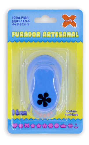 Furador Scrapbook Papel Eva Flor Hélice Corte 1,6cm 16mm Cor Azul
