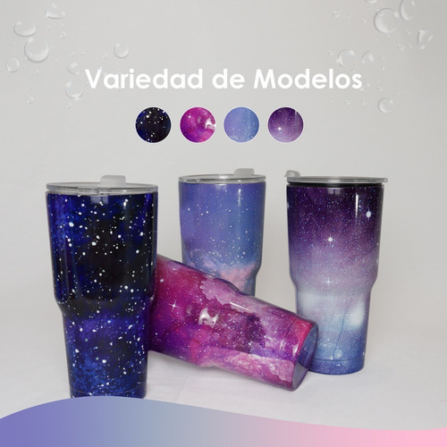 2 Piezas Termo Vaso Para Bebidas 30oz Galaxia Acero Inoxidab Color Cielo Rosa