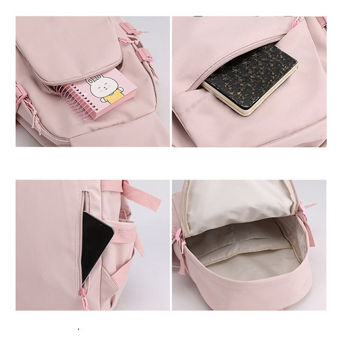 Mochila De Anime Japonés De Gran Capacidad Kuromi Melody Cut Color Blanco Diseño De La Tela Rayado