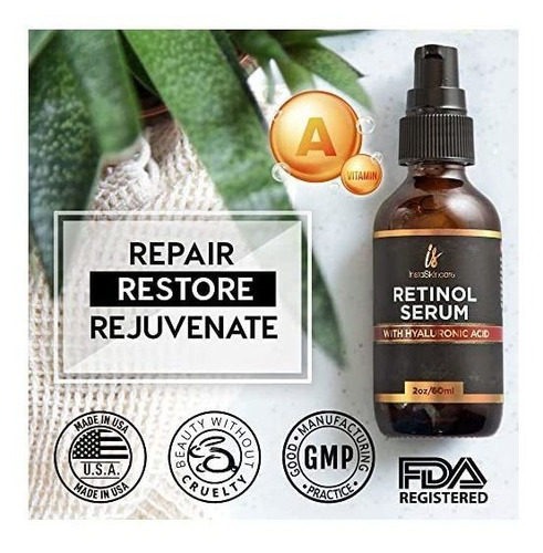 Imagen 6 de 6 de Serum De Retinol Y Ácido Hialurónico Antiedad Importado Usa