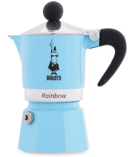 Cafetera Bialetti Rainbow 3 Tazas Color Celeste