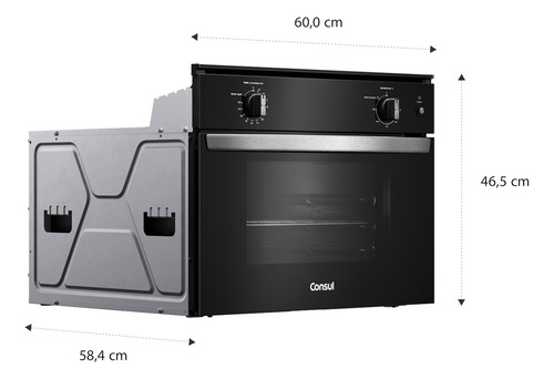 Forno Elétrico De Embutir Consul Cob47be 47l Cor Preto