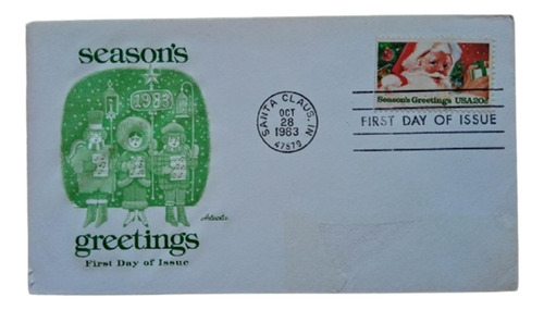 Selos Estados Unidos Papai Noel 1983 - Envelope 1º Dia
