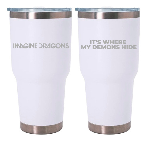 Imagine Dragons Termo 30 Onzas Oz Vaso Térmico Láser Blanco