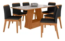 Comprar Mesa Com 6 Cadeiras 1,60 Nápoles Cinam\u002Foff Wh\u002Fpreto - M.a Cor Cinamomo\u002Foff White\u002Fpreto 06