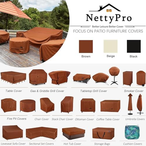 Nettypro Funda Cuadrada Para Mesa De Patio De 80 X 80 Pulgad