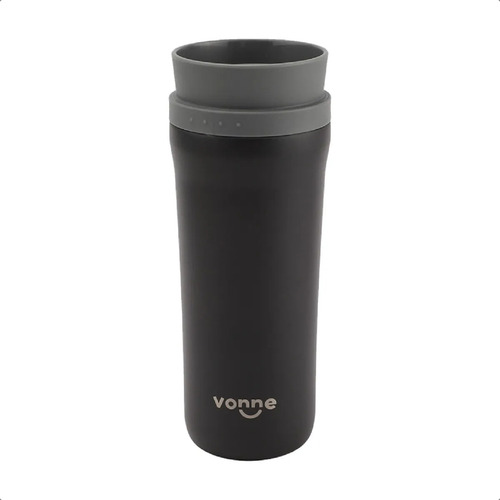 Vaso Térmico 480ml Acero Inox 6hs Frio Calor 360° Cafetero Negro Negro