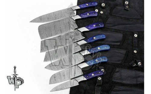 Wp-g9 Custom Handmade Damascus Kitchen/chef Knife Set 7/p