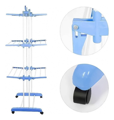 Tendedero Organizador Colgador Ropa Plegable 3 Niveles Blanco