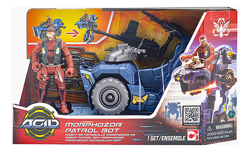 Vehiculo Transformers Patrol Bot Con Soldado Y Accesorios Azul