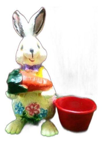 Conejo De Pascua, Maceta, Figura De Resina, 36x23.5x20cm