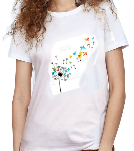 Camiseta Dama Estampada ilustracion Diente De Leon Colores