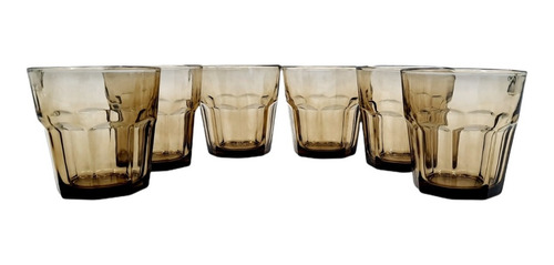 Set Vasos Whisky 6 Pcs Vidrio 8x9cm Marron 200ml