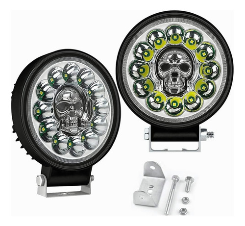 Par Faros 12 Led Redondo Auxiliares Estrobo Fija Dually Jeep