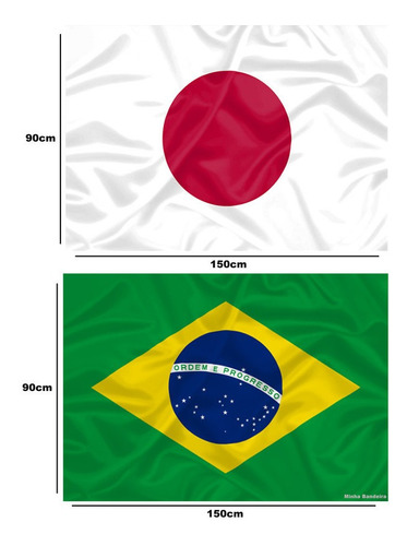 Bandeira Do Japão + Brasil Grandes Resistentes Dupla Face