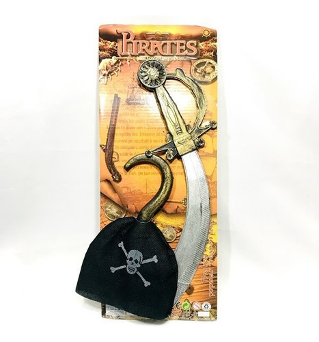 Set Pirata Espada + Garfio De Juguete 39x16cm - Del Tomate Color Negro