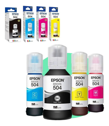 Kit 4 Refil Tinta 504 Original L6161 L4150 L4160 L6191 L6171