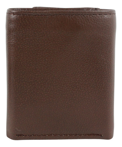 Cartera Hombre Piel Triple Cierre Interno Grabado Láser Chocolate