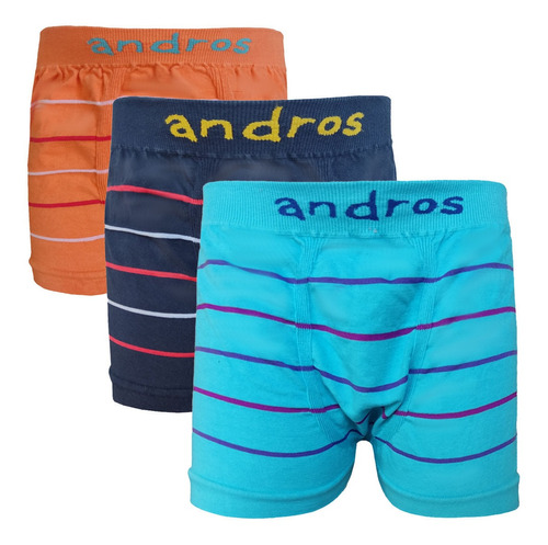 Pack X6 Boxer Rayados De Niño Andros Algodón Talles S Al Xxl