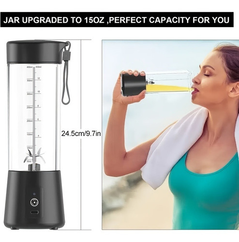 Vaso Batidora Portátil Para Jugo Agua 380 Ml Recargable Usb
