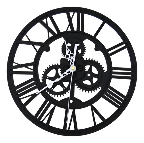 Reloj Esquelético Moderno Negro Redondo 30cm De Reloj Para L