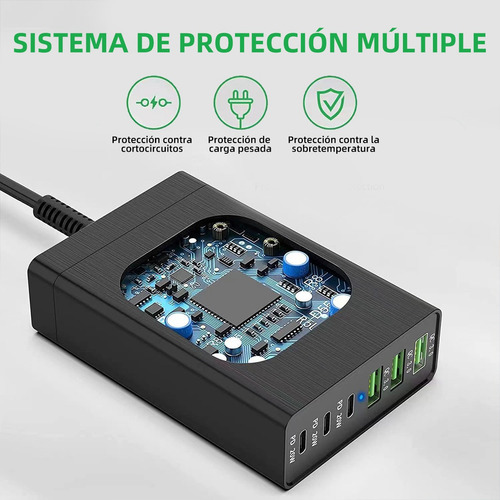 Cargador 96w Con 6 Puertos Con 3 Puertos Usb-c + 3 Puertos U