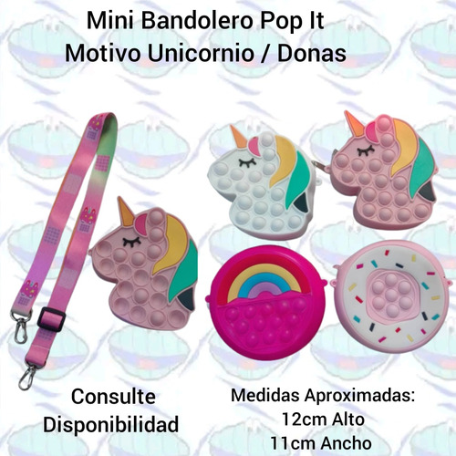 Mini Bandolero Carterita Pop It Para Niña / Unicornio / Dona