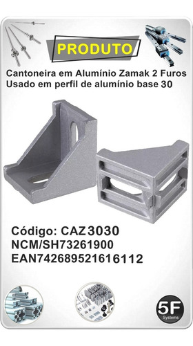 Imagem 1 de 9 de Cantoneira Alumínio Zamak 30x30 Pack 12 Peças
