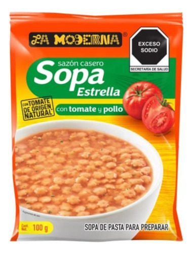 10 Pzas Sopa De Estrellitas La Moderna Con Tomate Y Pollo 10