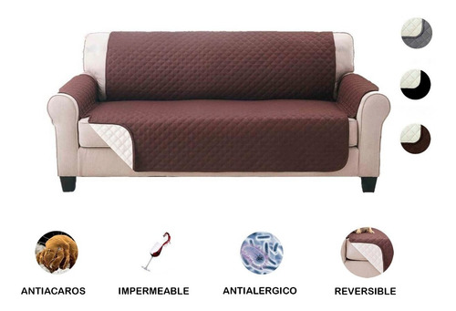 Cubre Sofa Para Sillon 2 Cuerpos Impermeable Y Reversible
