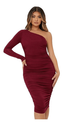 Vestido Roma Corte Lapiz Sexy Fruncido Sin Manga Curvy Playa