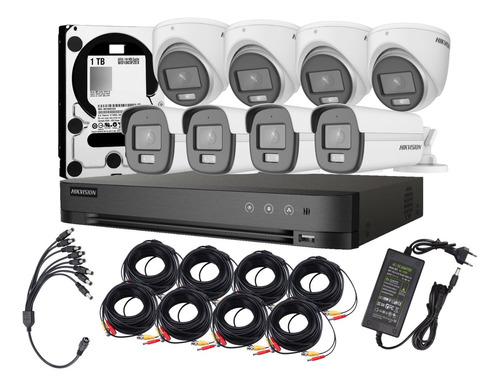 Kit De 8 Camara Hikvision Colorvu Full Color 1080p Microfono