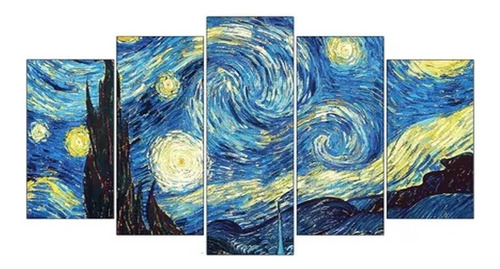 Quadro Decorativo 5 Partes Van Gogh 11 Estilo Mosaico