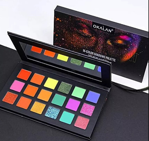 Paleta De Sombra Neon Splash De Okalan 18 Colores