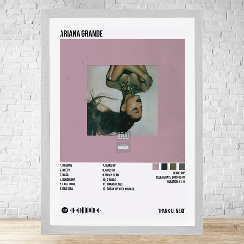 Cuadro Ariana Grande Thank U Next 30x40 Cm C632 Blanco Moderno