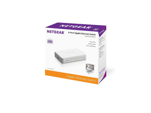 Switch Netgear Gigabit 10/100/1000 8-port Gs208 Unmanag