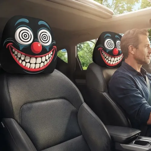 Capa Encosto Cabeça Palhaço Terror Inibidor Anti-furto Carro