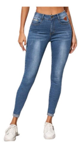 Jeans Shein Azul Ajustado Con Parche