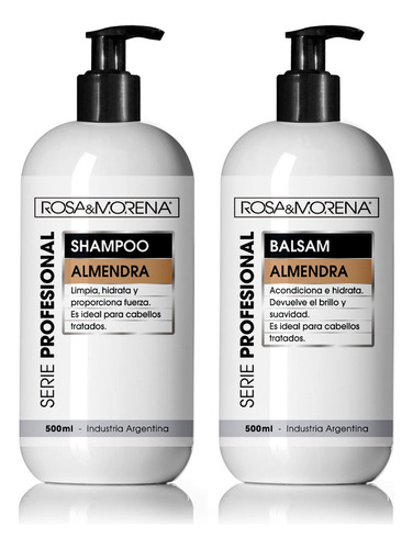 Shampoo Y Acondicionador De Almendra 500ml Rosa & Morena