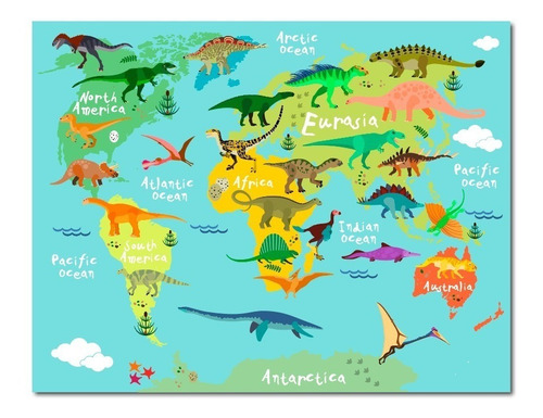 Cuadro De Dinosaurios Para Cuarto Bebé Niños En Tela Canvas